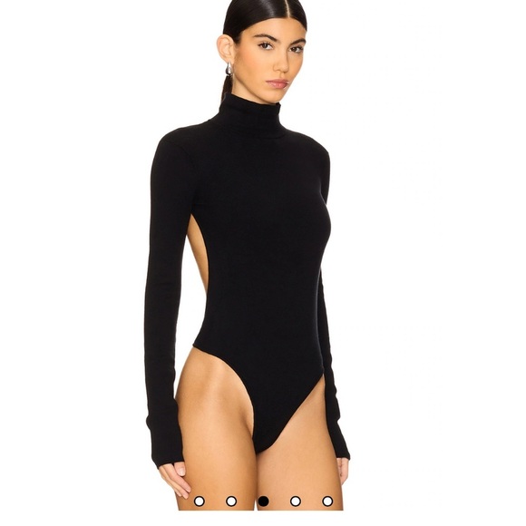 LBV. Black Open-Back Long Sleeve Bodysuit - Picture 2 of 6